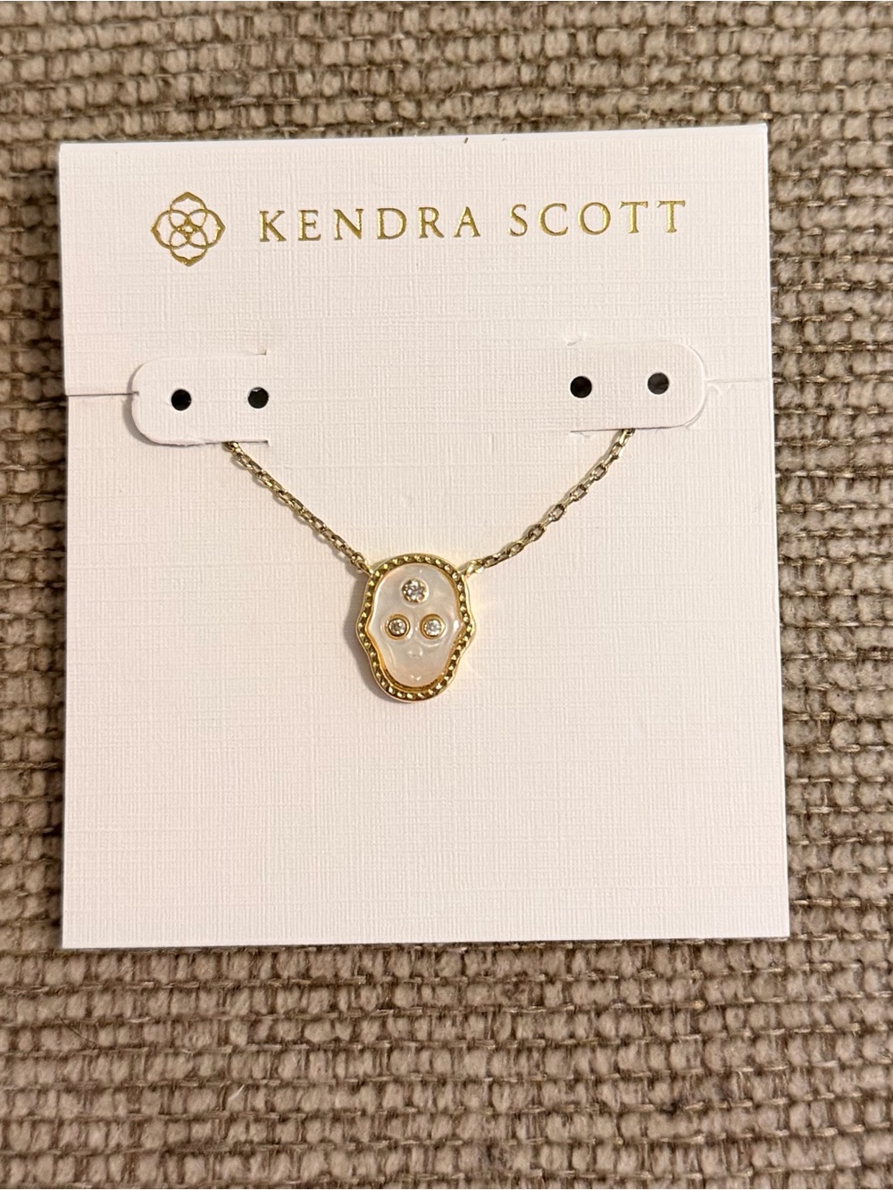 Kendra Scott Gold and White Sugar Skull Necklace